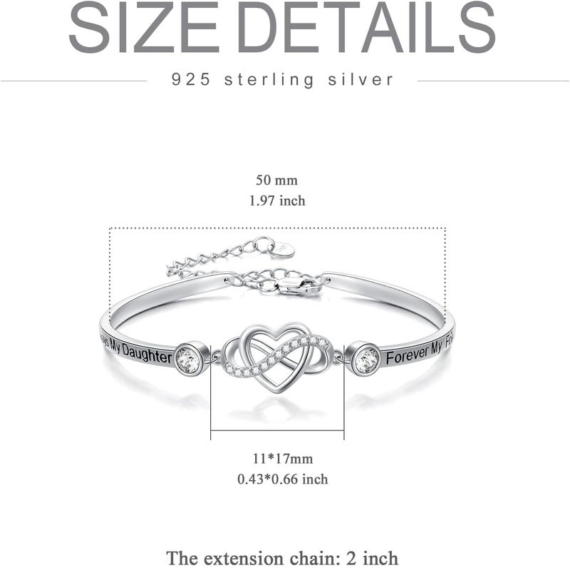 AOBOCO 925 Sterling Silver Adjustable Infinity Heart Bangle Bracelet for Sister Best Friend Daughter Mom Grandma Granddaughter Daughter in Law Godmother Goddaughter Stepmom Stepdaughter - Image 4